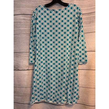 Dotti Blue & White Patterned Tunic Dress/Coverup Size M