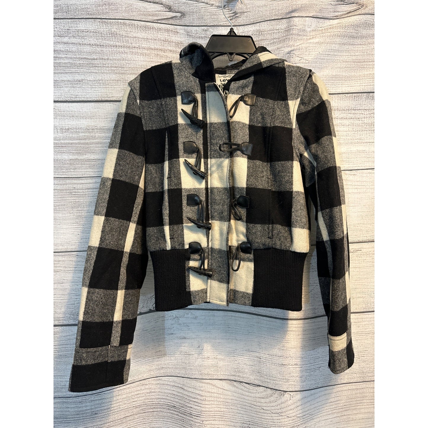 Levi's Checkered Hooded Wool Coat Size S