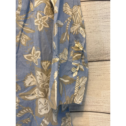 Gretchen Scott Blue Floral Button Down Shirt Size M