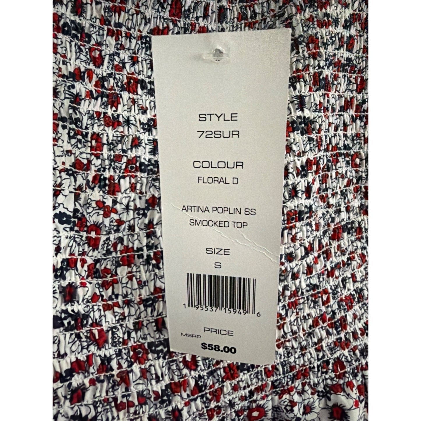 NWT French Connection Floral Smocked Square Neck Top With Puff Sleeves Size S