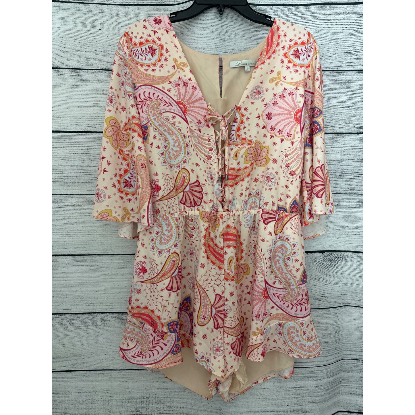 Lovers and Friends Long-Sleeve Boho Paisley Print Romper Size L