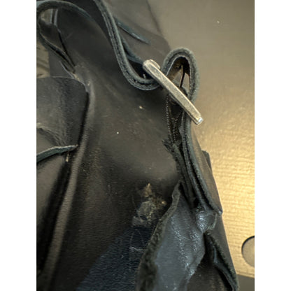 Korks Black Leather Platform Sandals With Ankle Strap & Buckles Size 8