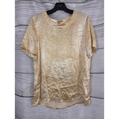 Vintage Escada Margaretha Ley Silk Blouse Gold Beige Abstract Print Sz 40