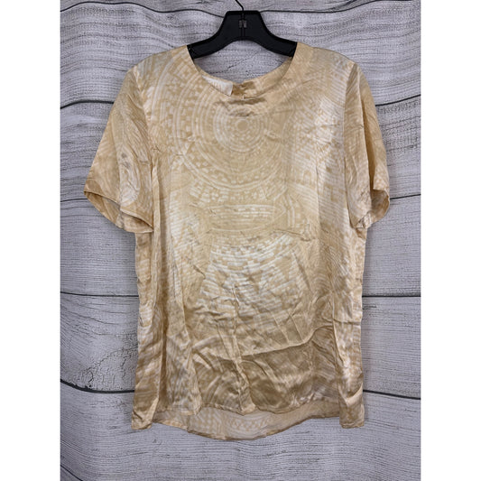 Vintage Escada Margaretha Ley Silk Blouse Gold Beige Abstract Print Sz 40