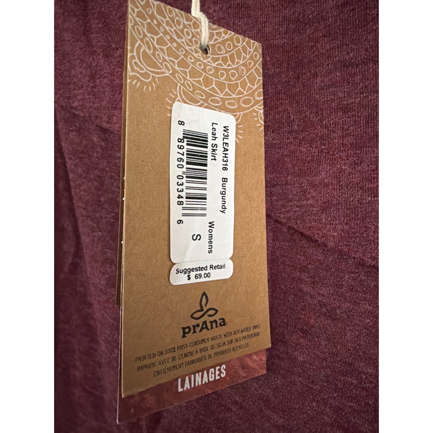 NWT PrAna Leah Burgundy Wool Skirt Size S