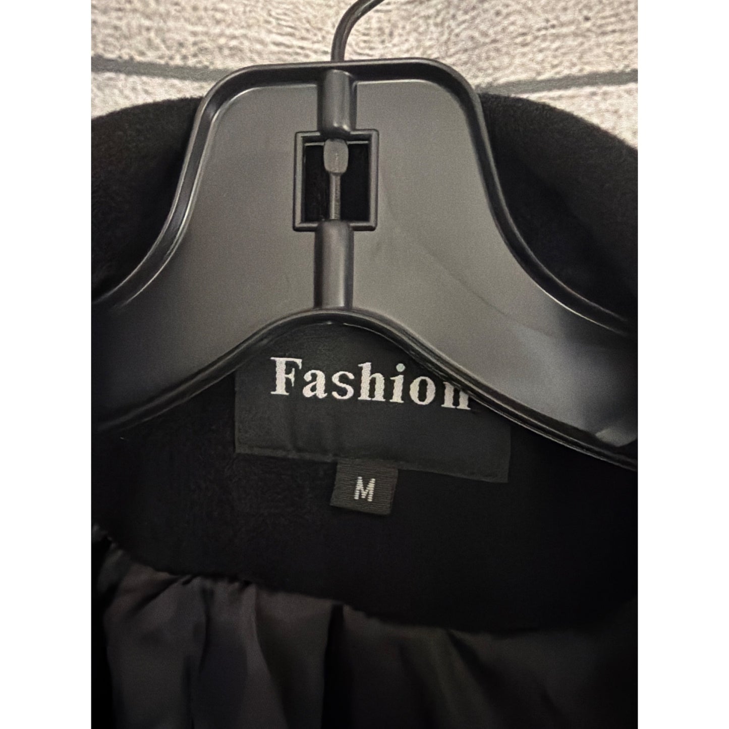 Fashion Black Wool-Blend Double-Breasted Coat Size M