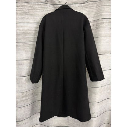 Fashion Black Wool-Blend Double-Breasted Coat Size M