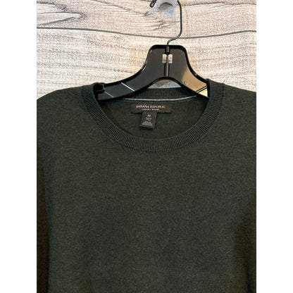 Banana Republic Mens Green Cotton Wool Blend Crewneck Sweater Size M