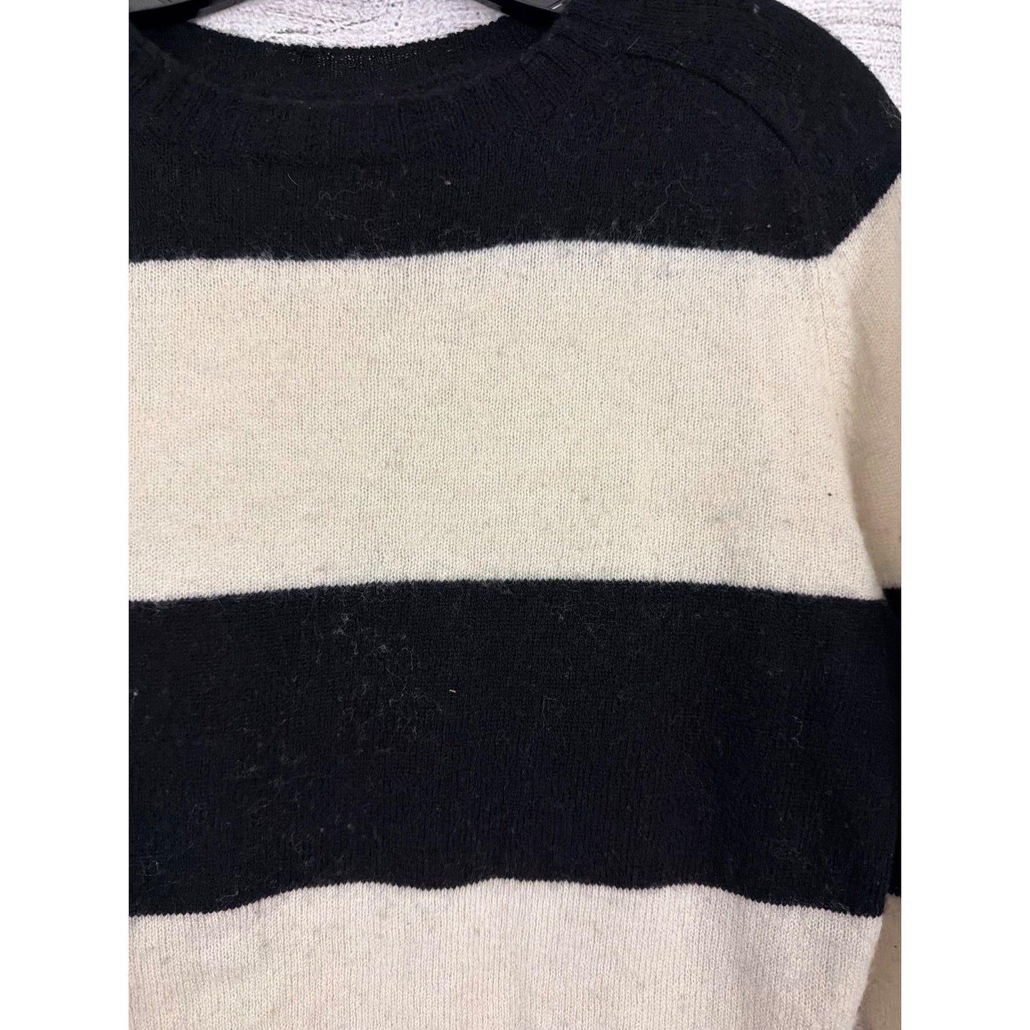 Re/Done Black & White Striped Knit Sweater Size S