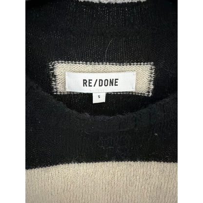 Re/Done Black & White Striped Knit Sweater Size S