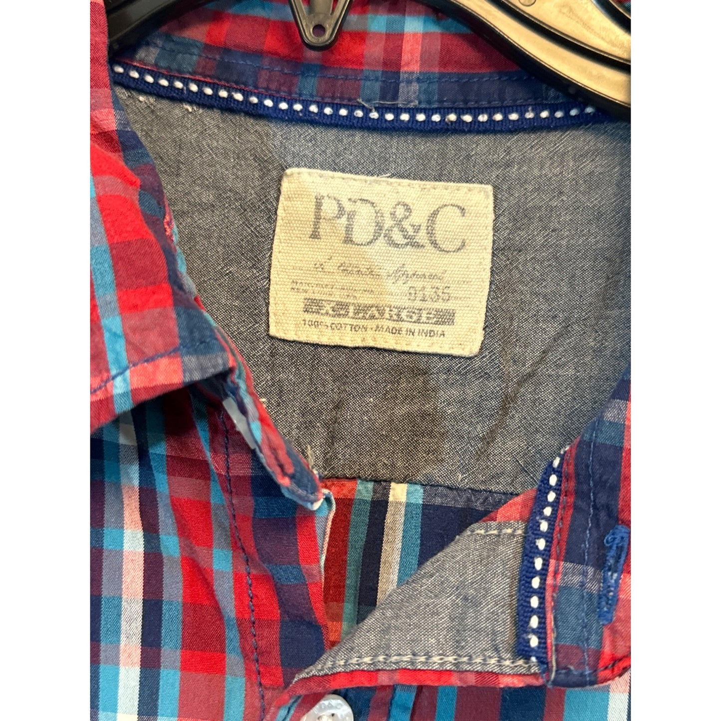 PD&C Mens Plaid Button-Down Long Sleeve Shirt Size L
