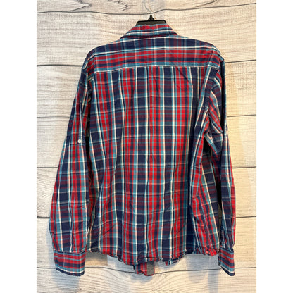 PD&C Mens Plaid Button-Down Long Sleeve Shirt Size L