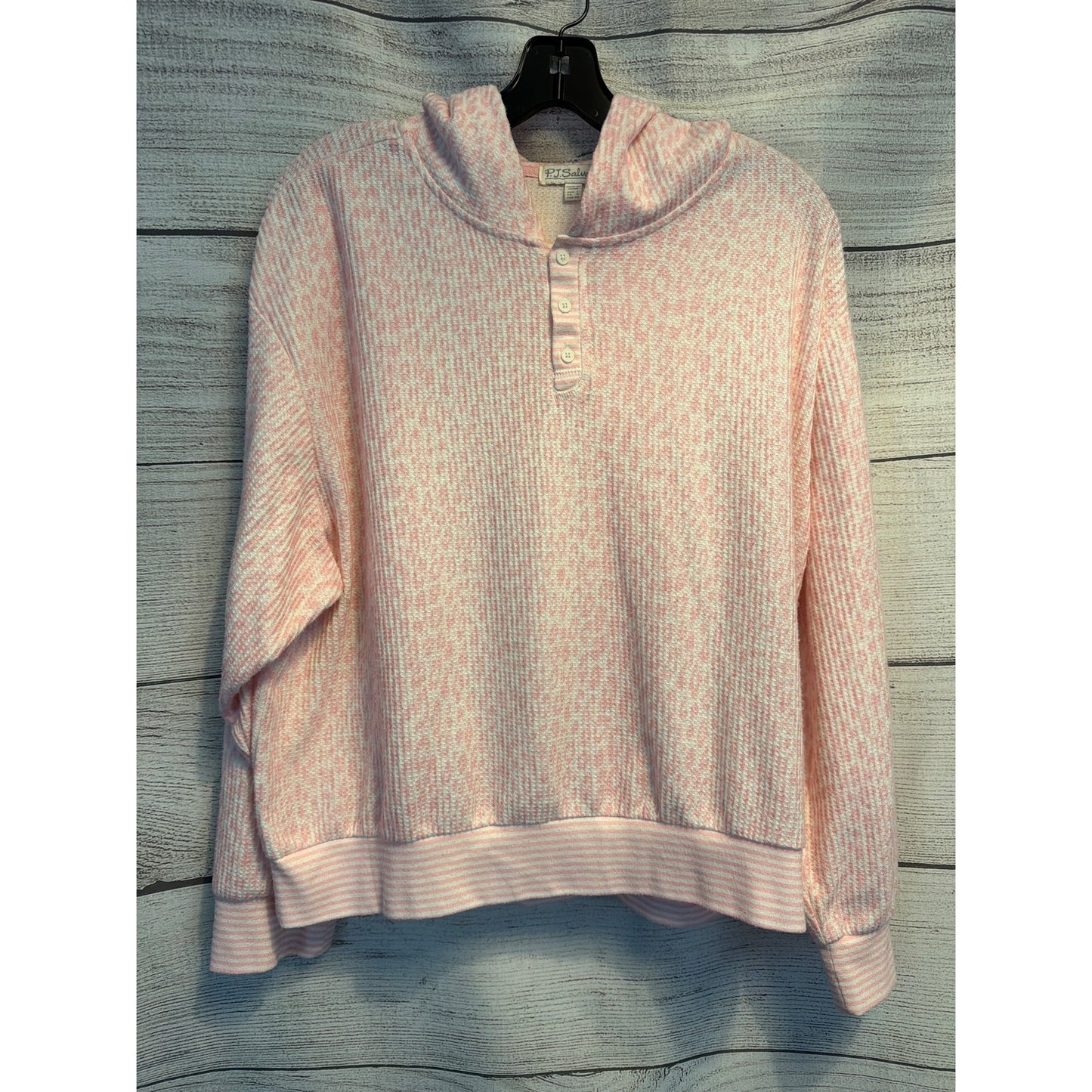 Pj Salvage Waffle Knit Lounge Hoodie Henley Top Size L