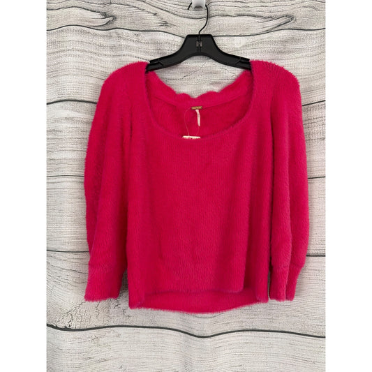 NWT Free People Moonbeam Raspberry Pop Faux Fur Sweater Size M