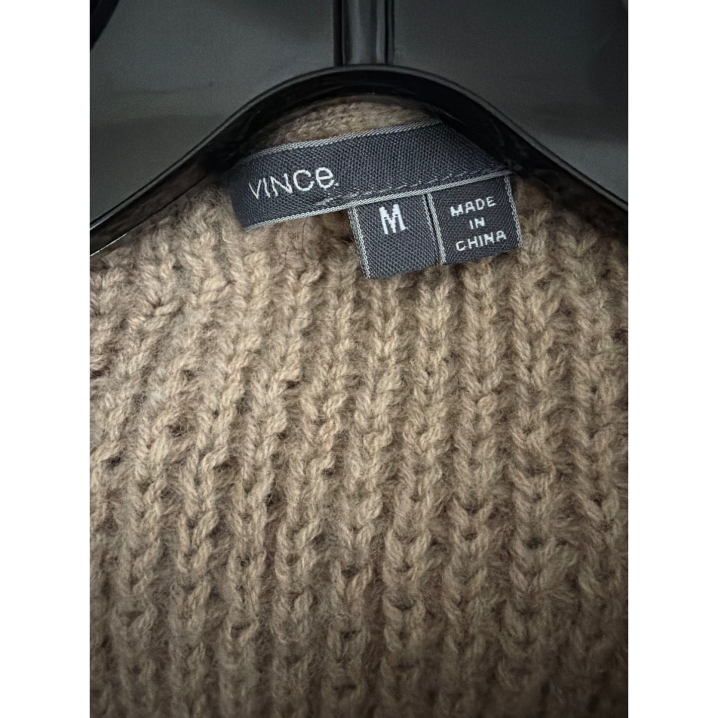 Vince Beige Open Front Honeycomb Knit Cardigan Sweater Size M