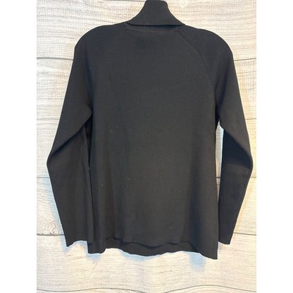 Tory Burch Black Turtleneck Ribbed Sweater L