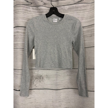 NWT TNA Homestretch Heather Chrome Cropped Long Sleeve Shirt Size S