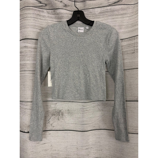 NWT TNA Homestretch Heather Chrome Cropped Long Sleeve Shirt Size S