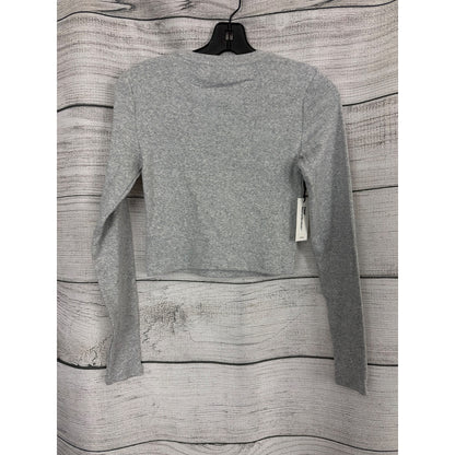 NWT TNA Homestretch Heather Chrome Cropped Long Sleeve Shirt Size S