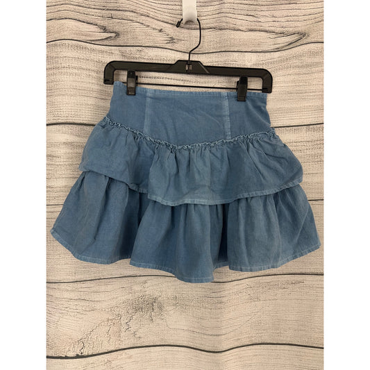 Japna 100% Cotton Elastic Waist Tiered Ruffle Mini Skirt Size L