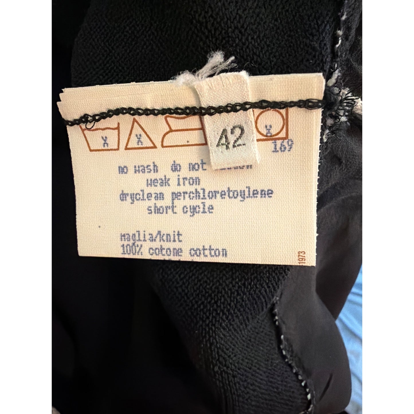 Margon Black Knit Top With Lace Hem & Button Tie Neck Size 42