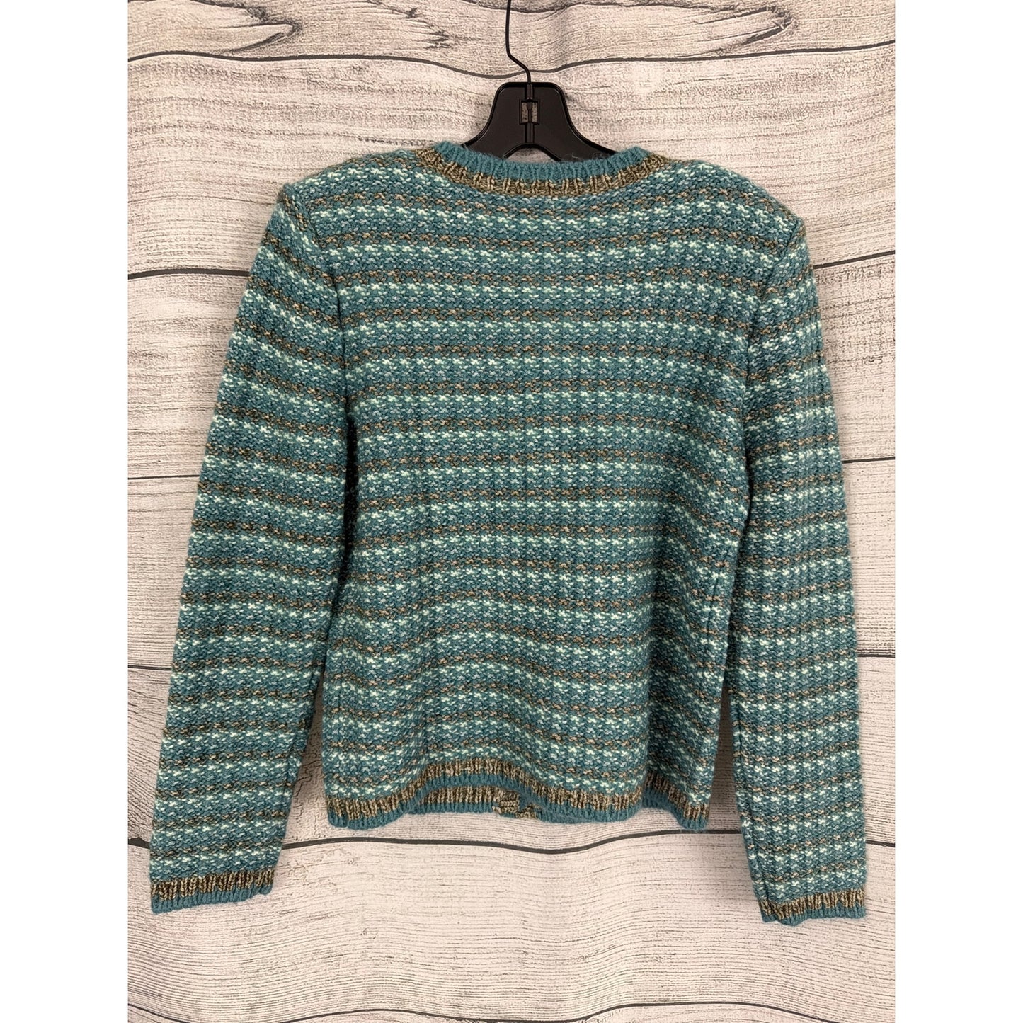 NWT Talbots Blue & Tan Button Front Knit Cardigan Sweater Size S