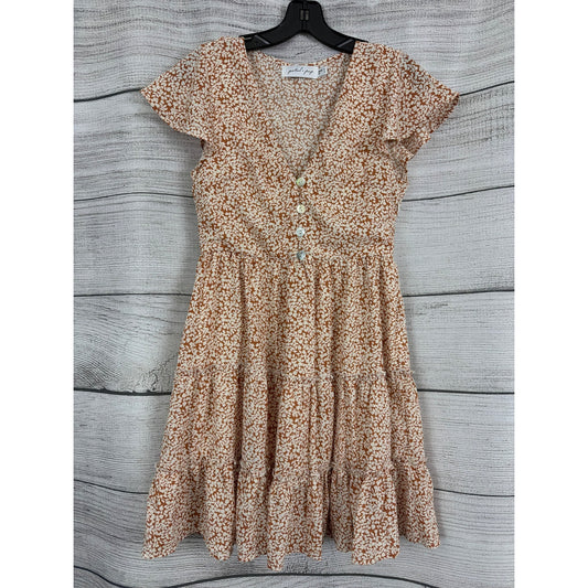 Petal & Pup Floral Button-Front Ruffle Hem Dress US 4