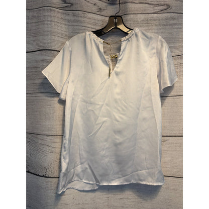 NWT Michael Kors Chain-Link Cutout Hammered Satin Blouse Size XS