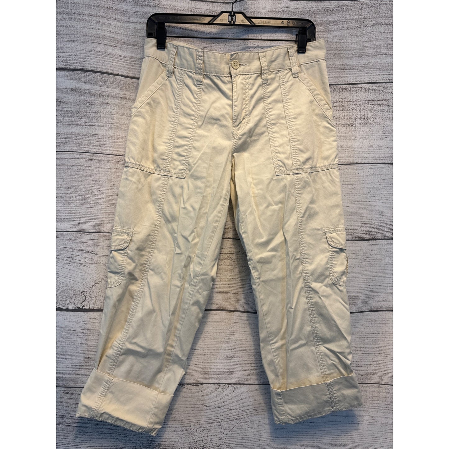 Calvin Klein Off White Cargo Cropped Pants Size 10