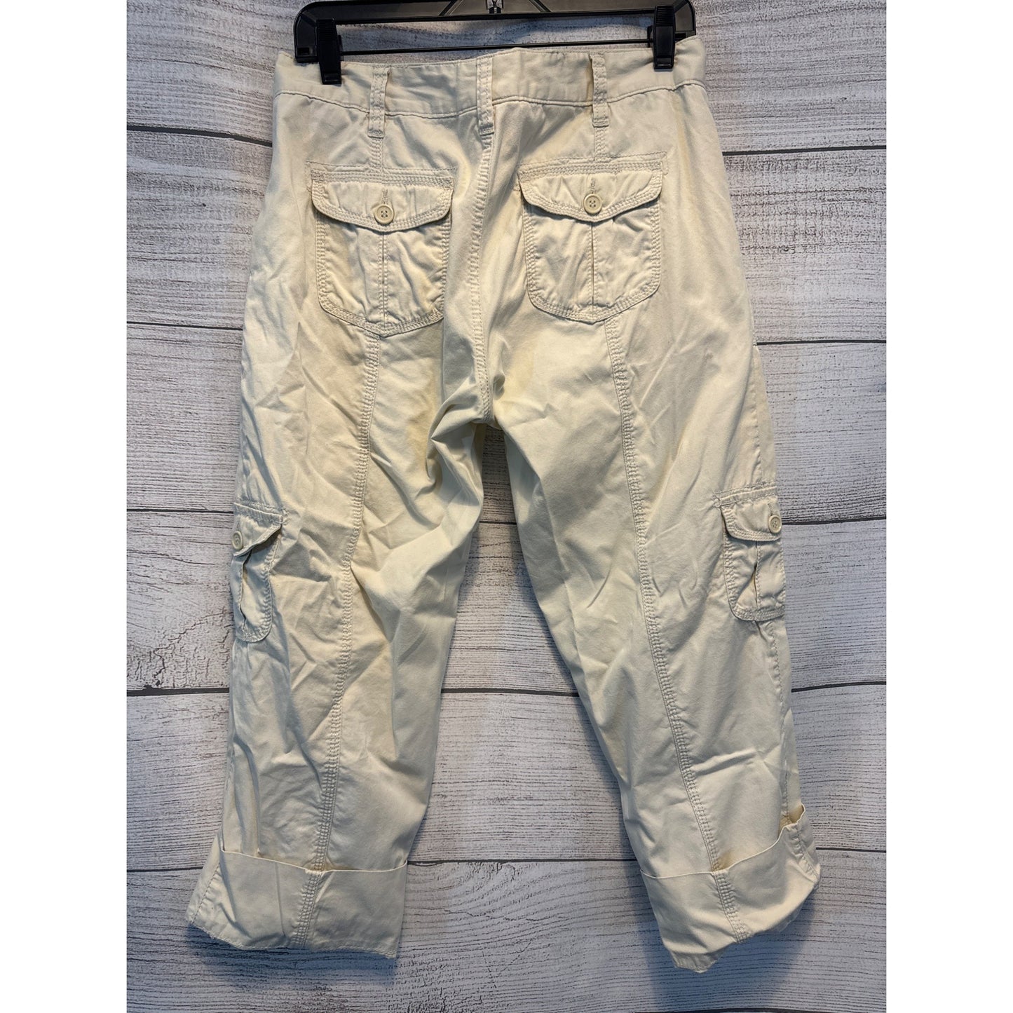 Calvin Klein Off White Cargo Cropped Pants Size 10