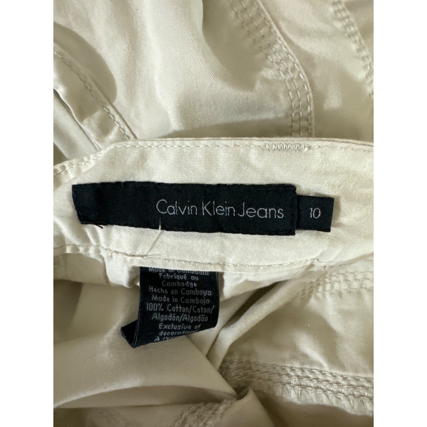Calvin Klein Off White Cargo Cropped Pants Size 10