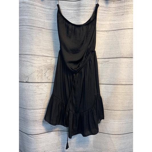 NWT JBF Black Satin Tiered Strapless Dress Size M