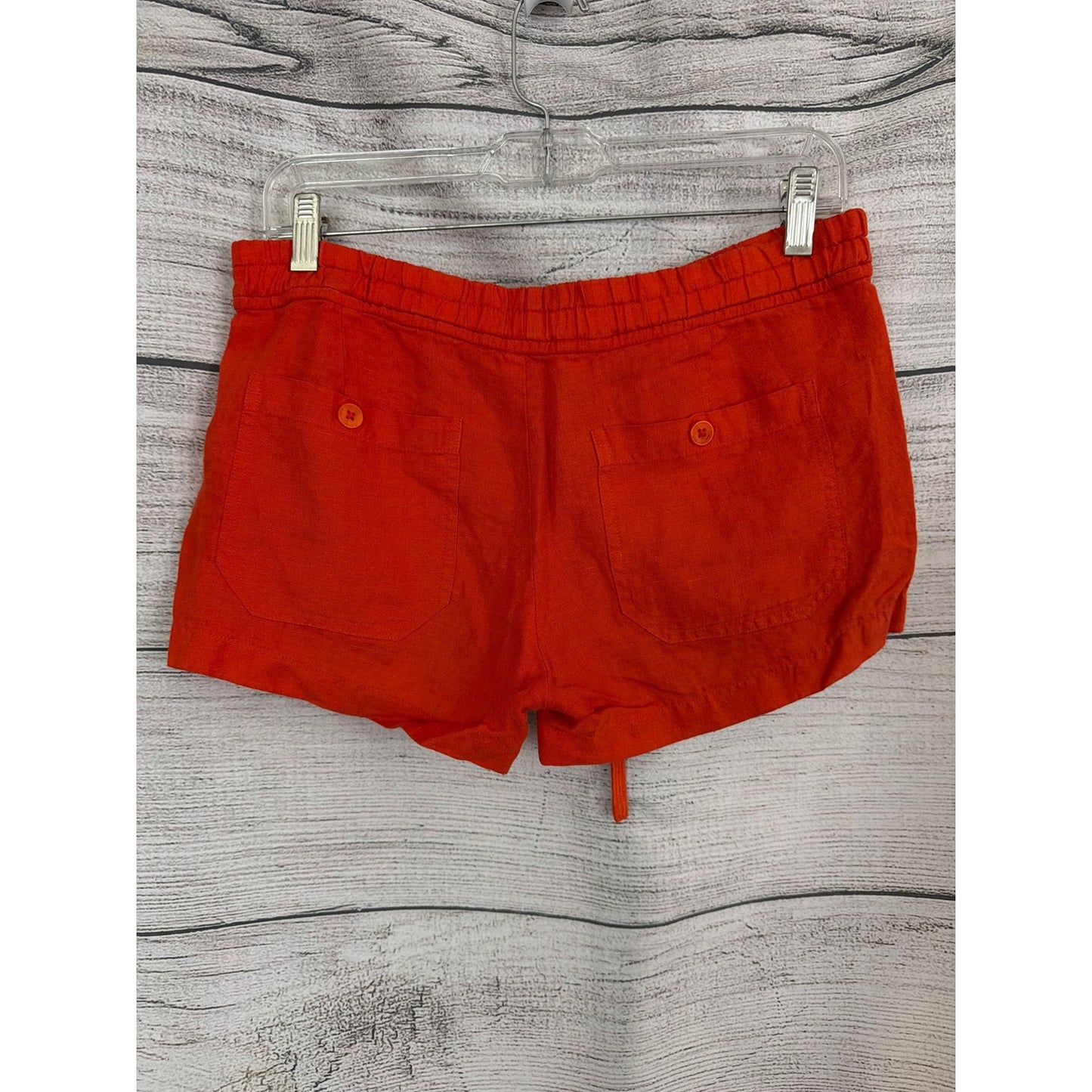 Vince Red/Orange Linen Drawstring Elastic Waist Shorts Size XS