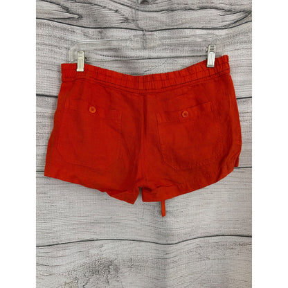 Vince Red/Orange Linen Drawstring Elastic Waist Shorts Size XS