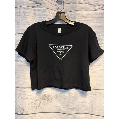 Ascolour Black Crop Top With "Pasta James Kennedy" Graphic Size XS
