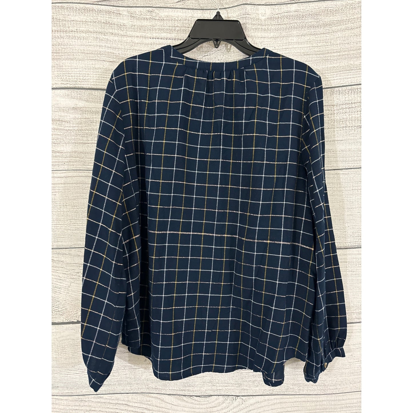 SonomaPlaid Button-Up Blouse With Ruffle Details Size XL