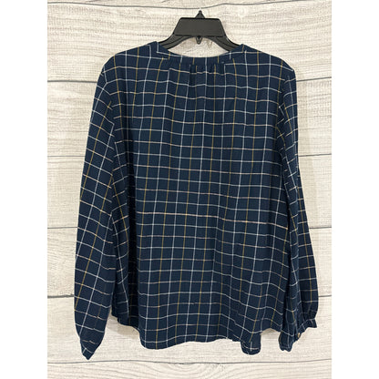 SonomaPlaid Button-Up Blouse With Ruffle Details Size XL