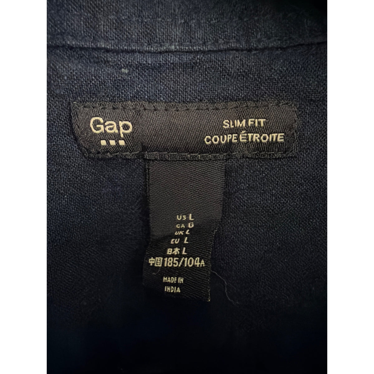 Mens Gap Navy Blue Slim Fit Short Sleeve Button-Up Shirt Size L