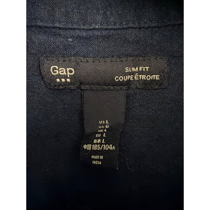 Mens Gap Navy Blue Slim Fit Short Sleeve Button-Up Shirt Size L
