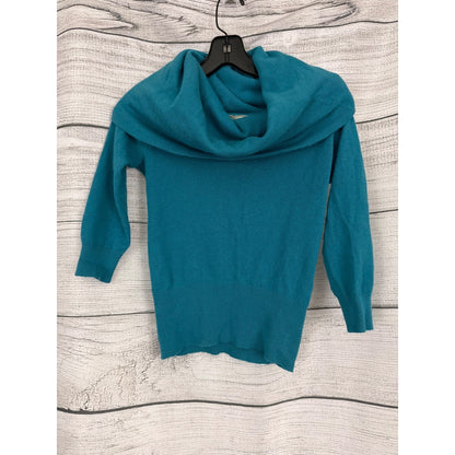 Guinevere Anthropologie Teal Wool & Angora Cowl Neck Sweater Size XS
