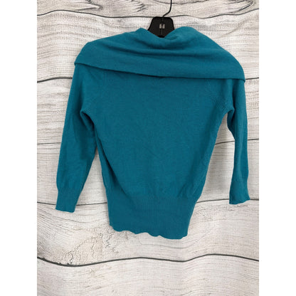 Guinevere Anthropologie Teal Wool & Angora Cowl Neck Sweater Size XS