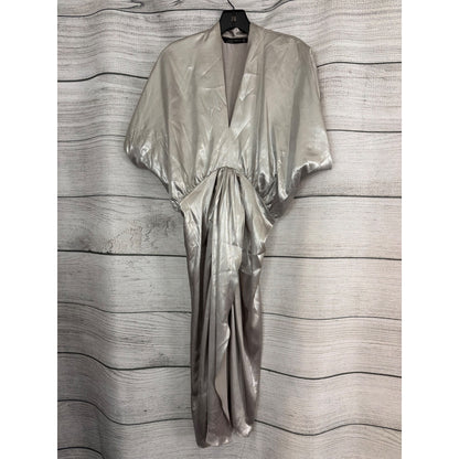 Zara Metallic Silver Kimono Midi Dress Size S
