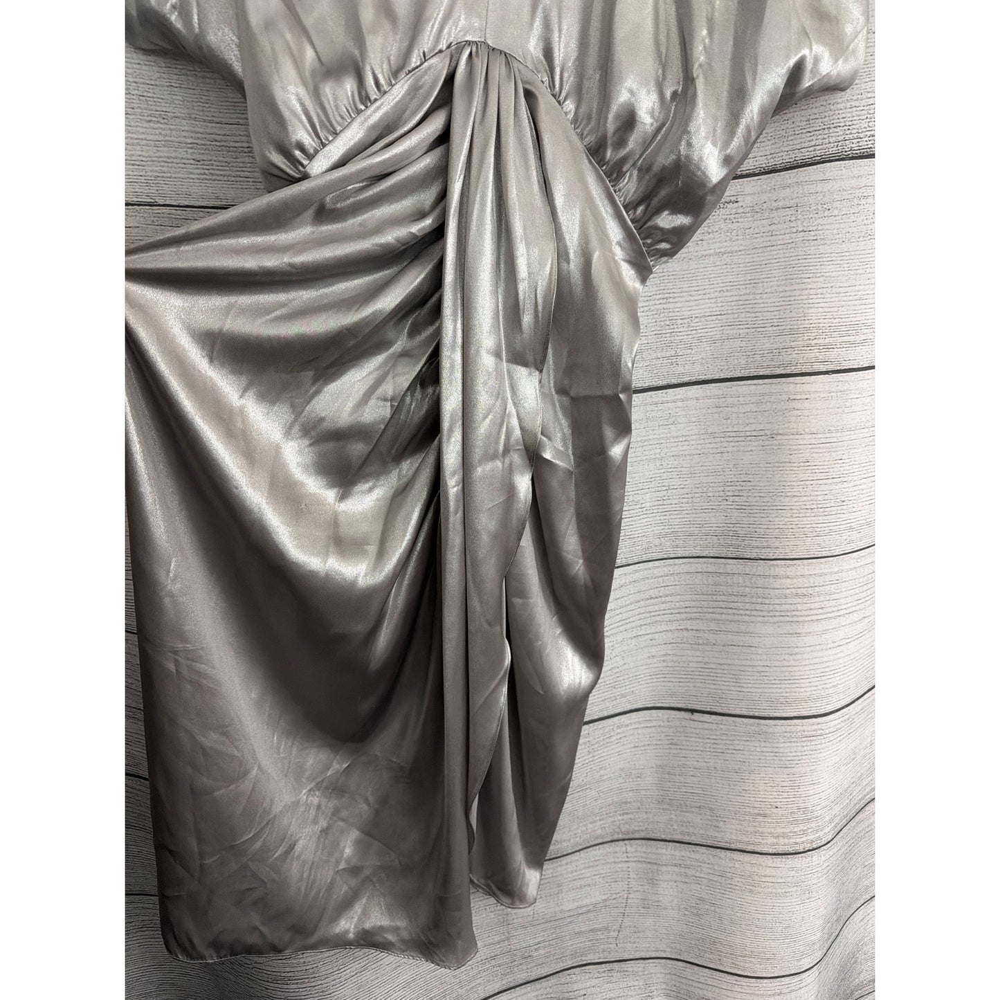 Zara Metallic Silver Kimono Midi Dress Size S