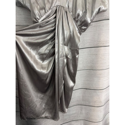 Zara Metallic Silver Kimono Midi Dress Size S