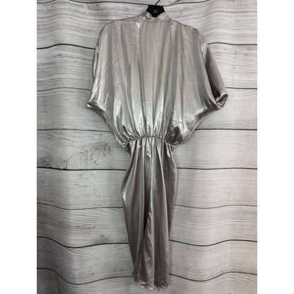 Zara Metallic Silver Kimono Midi Dress Size S