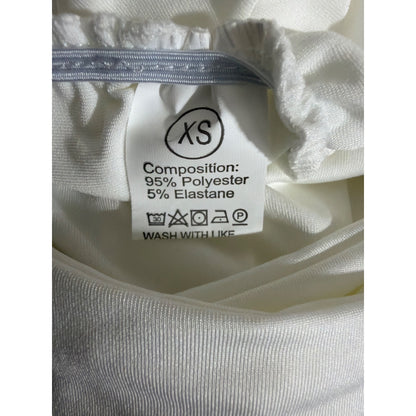 Ruched White Bodycon Dress With Spaghetti Straps & Open Back Size XS