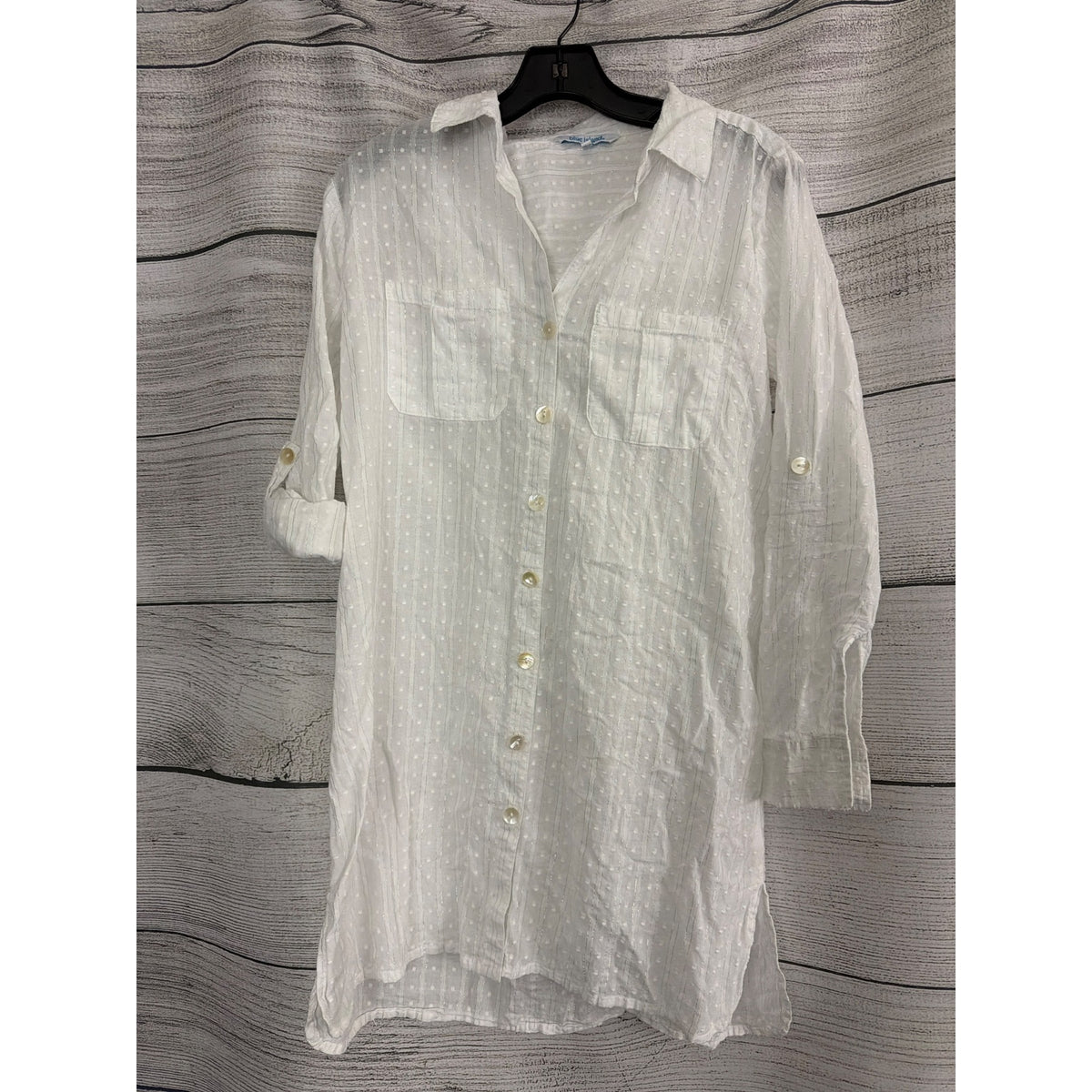 Blue Island Button-Down Convertible Sleeve Coverup Shirt Size XS