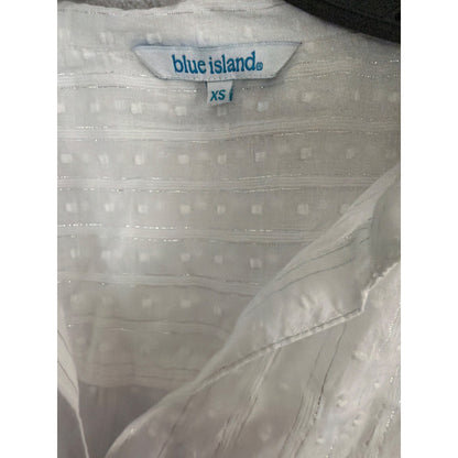 Blue Island Button-Down Convertible Sleeve Coverup Shirt Size XS