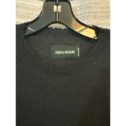 Zadig & Voltaire Black Cashmere Distressed Sweater Size XS