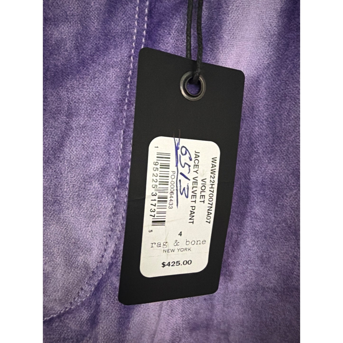 NWT Rag & Bone Violet Jacey Velvet Pant Size 4